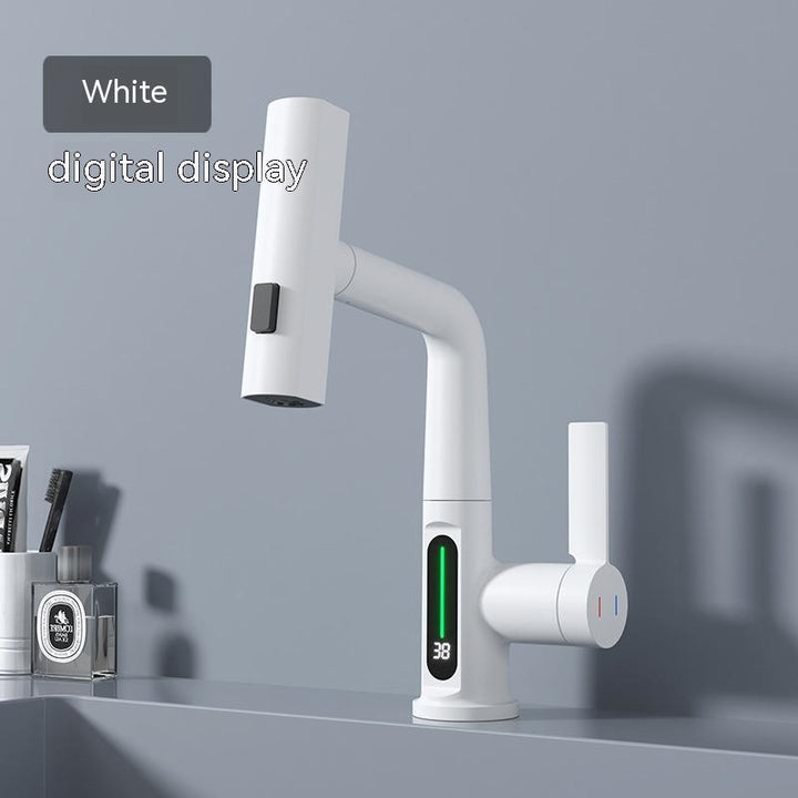 Intelligent Digital Display Faucet Pull-out Basin Faucet Temperature Digital Display Rotation - Complete Home USA