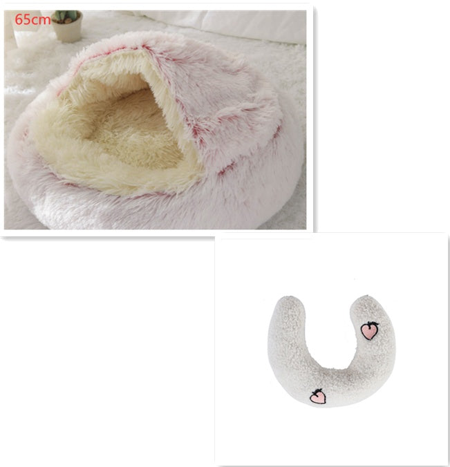 2 In 1 Dog And Cat Bed Pet Winter Bed Round Plush Warm Bed House Soft Long Plush Pets Bed Pet Products - Complete Home USA