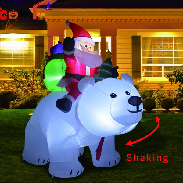 Inflatable Santa Claus Riding Polar Bear 2M Christmas Inflatable Toy Doll Indoor Outdoor Garden Xmas Decoration