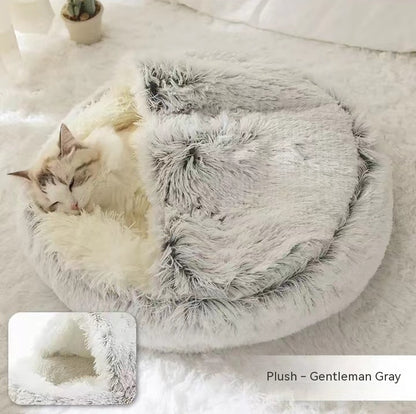 2 In 1 Dog And Cat Bed Pet Winter Bed Round Plush Warm Bed House Soft Long Plush Pets Bed Pet Products - Complete Home USA