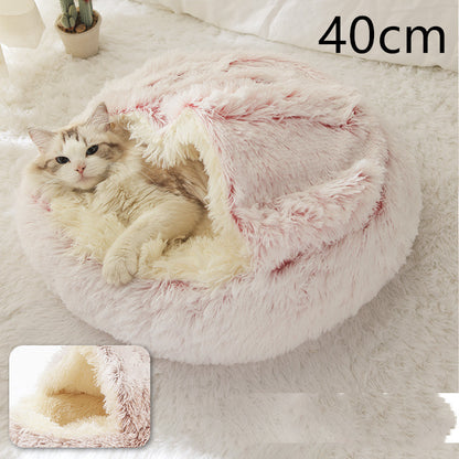 2 In 1 Dog And Cat Bed Pet Winter Bed Round Plush Warm Bed House Soft Long Plush Pets Bed Pet Products - Complete Home USA