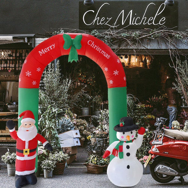 Giant Arch Inflatable Santa Claus and Snowman – Christmas Yard Archway Decor for New Year Festivals and Parties