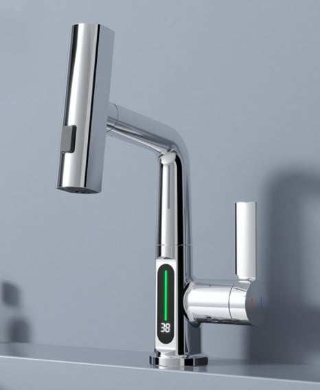 Intelligent Digital Display Faucet Pull-out Basin Faucet Temperature Digital Display Rotation - Complete Home USA