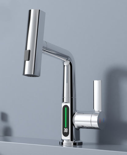 Intelligent Digital Display Faucet Pull-out Basin Faucet Temperature Digital Display Rotation - Complete Home USA