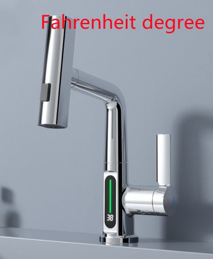 Intelligent Digital Display Faucet Pull-out Basin Faucet Temperature Digital Display Rotation - Complete Home USA