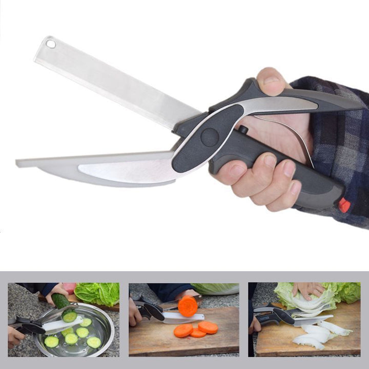 2-in-1 Kitchen Scissors: Chop & Slice with Ease! - Complete Home USA