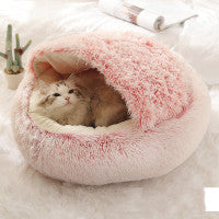 2 In 1 Dog And Cat Bed Pet Winter Bed Round Plush Warm Bed House Soft Long Plush Pets Bed Pet Products - Complete Home USA