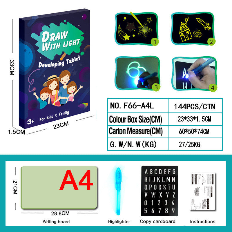 Educational Toy Drawing Pad 3D Magic 8 Light Effects Puzzle Board Sketchpad - Complete Home USA