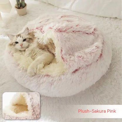 2 In 1 Dog And Cat Bed Pet Winter Bed Round Plush Warm Bed House Soft Long Plush Pets Bed Pet Products - Complete Home USA