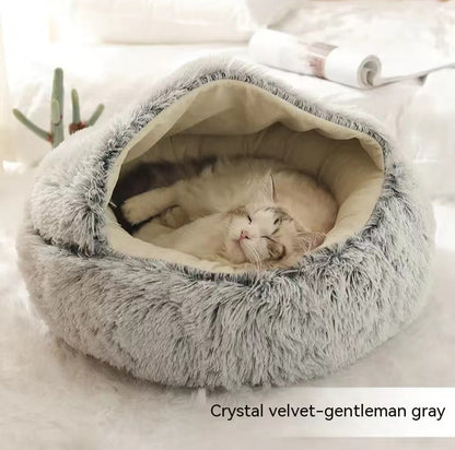 2 In 1 Dog And Cat Bed Pet Winter Bed Round Plush Warm Bed House Soft Long Plush Pets Bed Pet Products - Complete Home USA