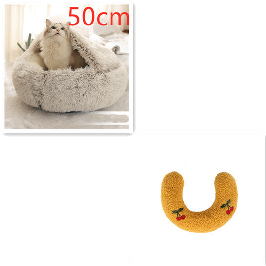 2 In 1 Dog And Cat Bed Pet Winter Bed Round Plush Warm Bed House Soft Long Plush Pets Bed Pet Products - Complete Home USA