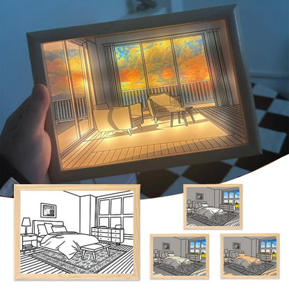 Illuminated Picture LED Decorative Light Painting Bedside Picture Style Creative Modern Simulate Sunshine Drawing Night Light Gift - Complete Home USA