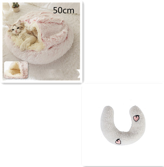 2 In 1 Dog And Cat Bed Pet Winter Bed Round Plush Warm Bed House Soft Long Plush Pets Bed Pet Products - Complete Home USA