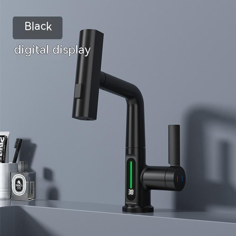 Intelligent Digital Display Faucet Pull-out Basin Faucet Temperature Digital Display Rotation - Complete Home USA