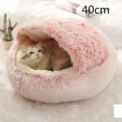 2 In 1 Dog And Cat Bed Pet Winter Bed Round Plush Warm Bed House Soft Long Plush Pets Bed Pet Products - Complete Home USA