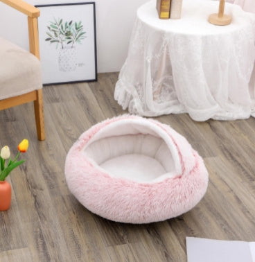 2 In 1 Dog And Cat Bed Pet Winter Bed Round Plush Warm Bed House Soft Long Plush Pets Bed Pet Products - Complete Home USA