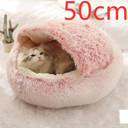 2 In 1 Dog And Cat Bed Pet Winter Bed Round Plush Warm Bed House Soft Long Plush Pets Bed Pet Products - Complete Home USA