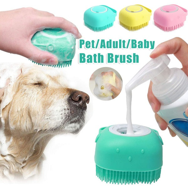 Silicone Dog Bath Massage Gloves Brush Pet Cat Bathroom Cleaning Tool Comb Brush For Dog Can Pour Shampoo Dog Grooming Supplies - Complete Home USA