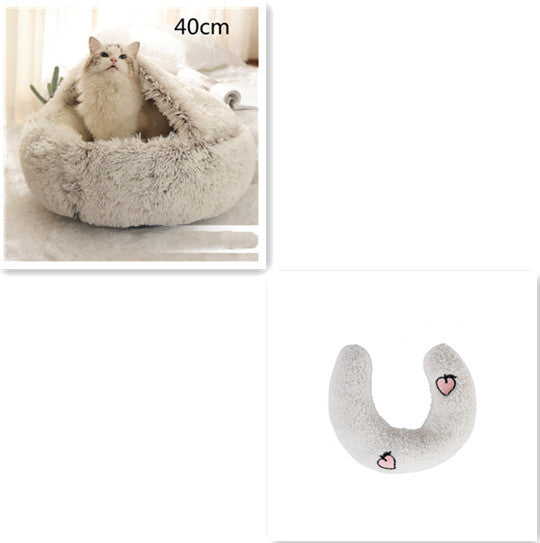 2 In 1 Dog And Cat Bed Pet Winter Bed Round Plush Warm Bed House Soft Long Plush Pets Bed Pet Products - Complete Home USA