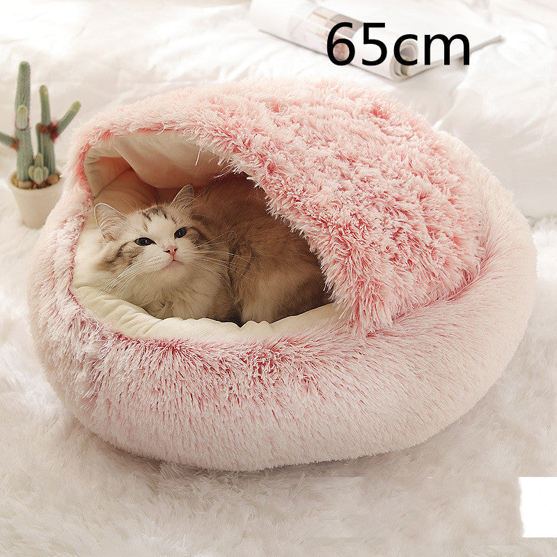 2 In 1 Dog And Cat Bed Pet Winter Bed Round Plush Warm Bed House Soft Long Plush Pets Bed Pet Products - Complete Home USA