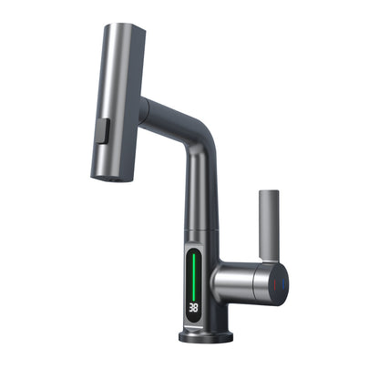 Intelligent Digital Display Faucet Pull-out Basin Faucet Temperature Digital Display Rotation - Complete Home USA