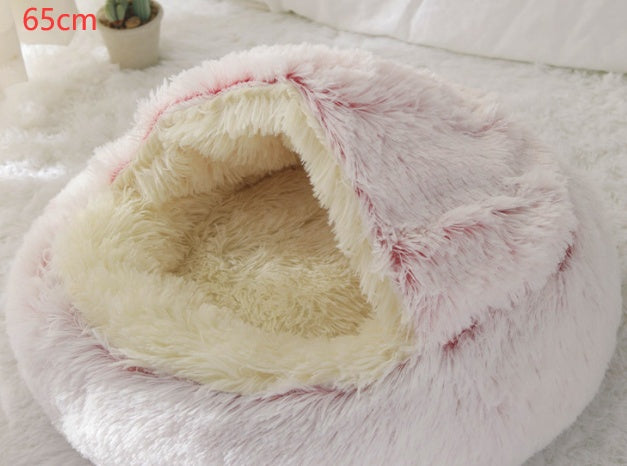 2 In 1 Dog And Cat Bed Pet Winter Bed Round Plush Warm Bed House Soft Long Plush Pets Bed Pet Products - Complete Home USA