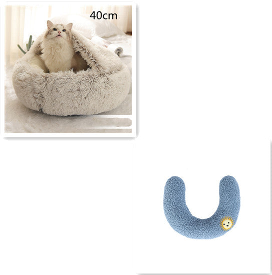 2 In 1 Dog And Cat Bed Pet Winter Bed Round Plush Warm Bed House Soft Long Plush Pets Bed Pet Products - Complete Home USA