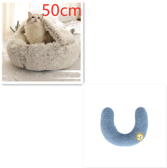 2 In 1 Dog And Cat Bed Pet Winter Bed Round Plush Warm Bed House Soft Long Plush Pets Bed Pet Products - Complete Home USA