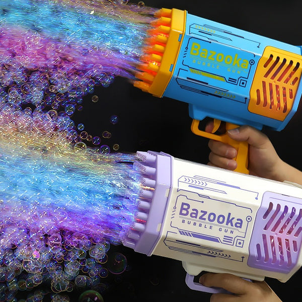 Bubble Gun Rocket – 69-Hole Automatic Soap Bubbles Blower with Light for Kids