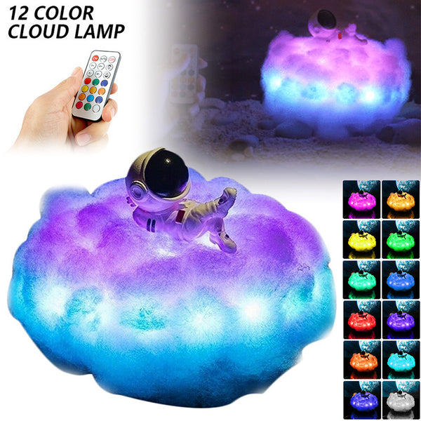 LED Colorful Clouds Astronaut Lamp – Rainbow Effect Night Light for Kids' Bedrooms and Home Decor