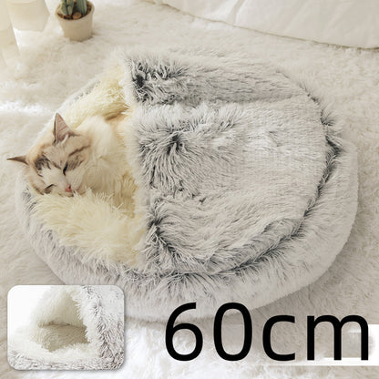 2 In 1 Dog And Cat Bed Pet Winter Bed Round Plush Warm Bed House Soft Long Plush Pets Bed Pet Products - Complete Home USA