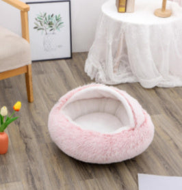 2 In 1 Dog And Cat Bed Pet Winter Bed Round Plush Warm Bed House Soft Long Plush Pets Bed Pet Products - Complete Home USA