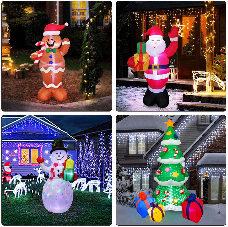 Christmas LED Lights Glowing Santa Tree Snowman Inflatable Doll Outdoor Yard Garden Decor - Complete Home USA