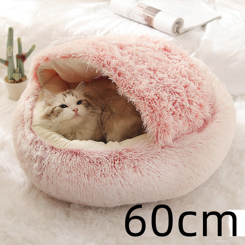 2 In 1 Dog And Cat Bed Pet Winter Bed Round Plush Warm Bed House Soft Long Plush Pets Bed Pet Products - Complete Home USA