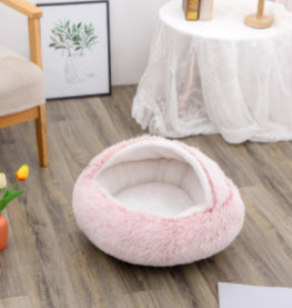 2 In 1 Dog And Cat Bed Pet Winter Bed Round Plush Warm Bed House Soft Long Plush Pets Bed Pet Products - Complete Home USA