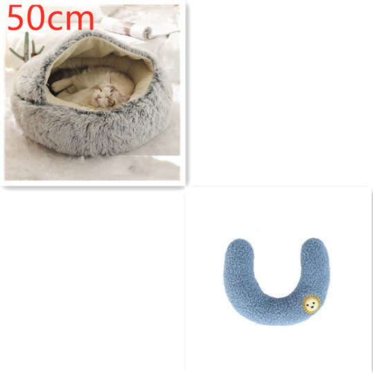 2 In 1 Dog And Cat Bed Pet Winter Bed Round Plush Warm Bed House Soft Long Plush Pets Bed Pet Products - Complete Home USA