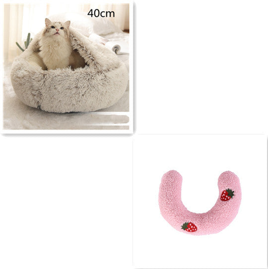 2 In 1 Dog And Cat Bed Pet Winter Bed Round Plush Warm Bed House Soft Long Plush Pets Bed Pet Products - Complete Home USA